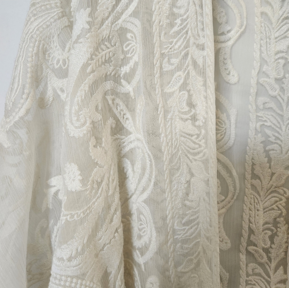 Ivory Embroidered Lace Sheer Cover Up - Picture 2 of 9